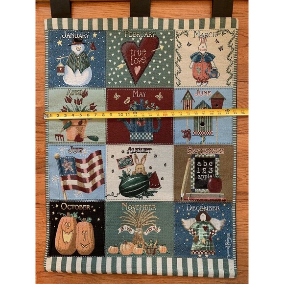 Wall Hanging Tapestry Banner Calendar Pictures Highlight Monthly Events Holidays - Picture 5 of 7